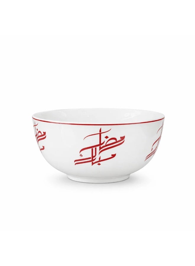 AKDC Luhpar Premium 5.5-Inch Ceramic Serving Bowl Â€“ White With Rich Red Accent Design - Image 1